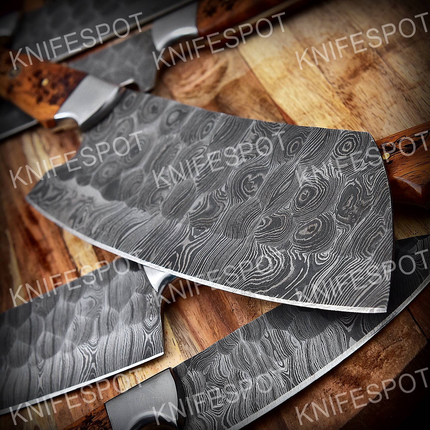 Handmade Damascus Chef Knife Set With Leather BaG